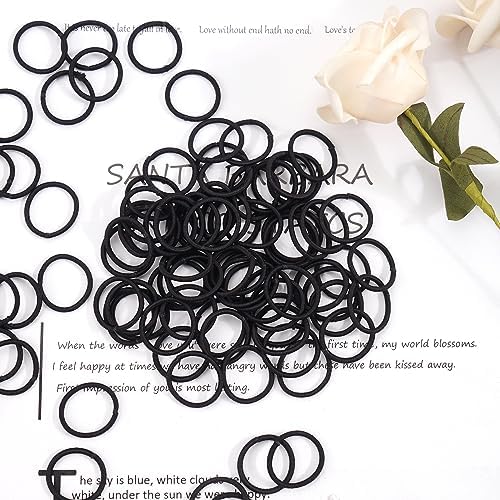 CÉLLOT 360PCS Black Elastic Hair Ties,2cm in Diameter No Crease Finger Rubber Hair Elastics,Small Thin Hair Ponytail Holders Hair Accessories for Women Girls Toddlers Kids - Image 7