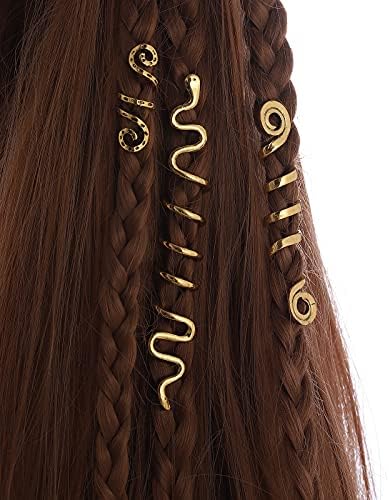 FRDTLUTHW 18Pcs Hair Accessories Loc Hair Jewelry for Women Braids, Dreadlock Beads Metal Hair Clips Decoration Gold(Multiple Styles)-style4 - Image 5
