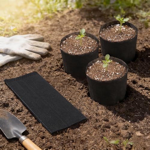 Black Plant Grow Bags for Plants Nursery, Pack of 200 5.5x5.9 Breathable Non-Woven Fabric Grow Bags for Planting Seedling Pots Nursery Pots - Image 7