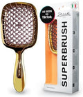 Janeke Superbrush Detangling Brush for Soft Smoothing Hair Brushing with Anti-Static Bristles - Vented Wet Hair Brush for Blow Drying Use - Perfect for Curly, Thick, Wavy, Fine Hair Types (Gold) by Janeke