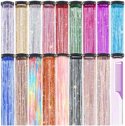 Hair Tinsel Clip in Pack of 18 Pcs 18 Colors Hair Accessories by Uikreo-Designtoyourbeauty