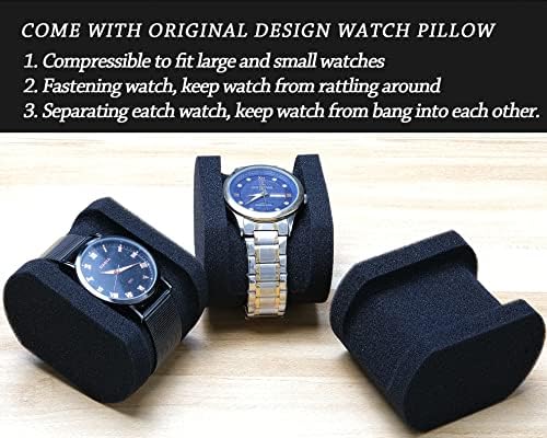 5 Slots Watch travel case, men's watch storage box organizer, watch case holder with flexible foam inserts fit up to 60 mm watch - Image 2