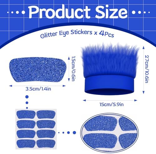 JATEBI 4 Pack Hairy Headband Crazy Hair Wigs with Stickers - Image 5