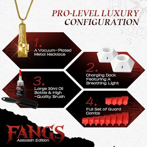 SUPRENT FANGS Professional Barber Clippers - High-Performance 13,000 RPM Vector Motor Hair Clipper Barber Trimmer Set, Professional Haircutting Kit with AI Speed Control, Patented U-Teeth Blade(WHITE) - Image 6