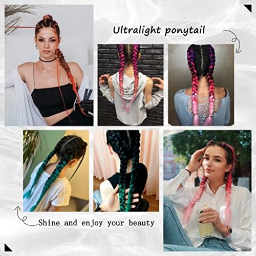 2 Pack Red Gradient 26 Inch Braid Ponytail Extension with Elastic Tie - Image 5