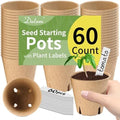 Dalzom® 60Pcs 3.1” Peat Pots with 60Pcs Plant Labels, Biodegradable Pots for Seedlings with Drainage Holes, Garden Plant Nursery Pots Seed Starting Trays by Dalzom