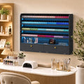 Wood Nail Polish Rack with Cabinet, 5-Tier Nail Polish Display Shelf, Black by Kikihouse