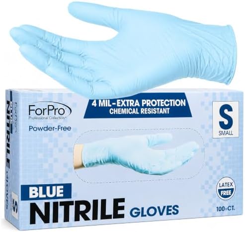 ForPro Disposable Nitrile Gloves, Chemical Resistant, Powder-Free, Latex-Free, Non-Sterile, Food Safe, 4 Mil by ForProProfessionalCollection