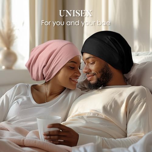 LULUSILK 100% Mulberry Silk Bonnet for Sleeping Women and Men, Pink - Image 6