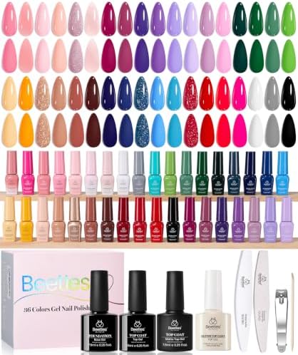 Beetles Gel Nail Polish Set, 36 Colors Pink Purple Red Green Blue Brown by beetlesGelPolish