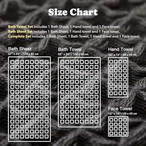 Luxury Organic Japanese Cotton Waffle Bath Towel | Thick, Absorbent, Quick Dry Bathroom Towels for Shower, Sauna, Onsen| Hotel & Spa Quality, Gift-Ready (Smoke Grey, Bath Sheet Set (3-Piece)) - Image 5