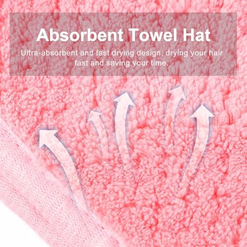 ibasenice Plush Salon Dry Hair Hat Wrap with Button for Wet Hair - Image 4