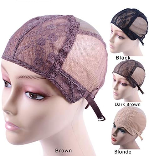 YANTAISIYU Wig Making Caps Double Lace Wig Caps For Making Wigs Adjustable Wig Cap Weave Caps for Making Wigs Hairnets (Brown M) - Image 4