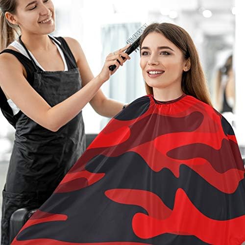Blueangle Bright Red Camouflage Barber Cape for Men Hair Cutting - Waterproof Salon Hairdressing Cape, 65" x 55" - Image 7