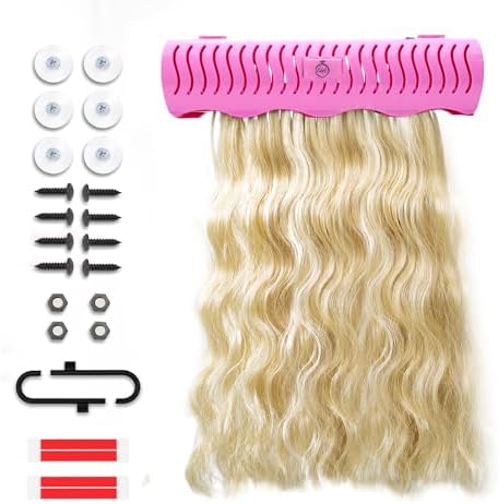 Carter Girls & CO. Hair Extension Holder 4 Mounting Options & Tools | Fully Equipped Hair Extension Hanger with Holds Clip-ins, Tape-Ins, Wefts for Washing, Styling, Storage & Travel (Pink) by Unknown
