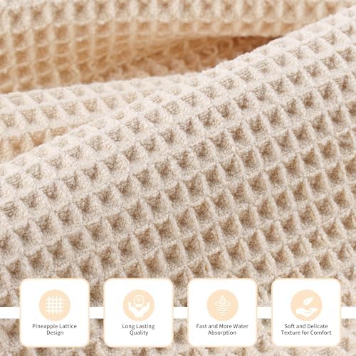MICROFI New Microfiber Waffle Bath Towels, 3 Pieces, Oversized, Soft, Absorbent, Fast Drying, Lint Free, Includes Bath, Face and Hand Towels 430 GSM - Image 2