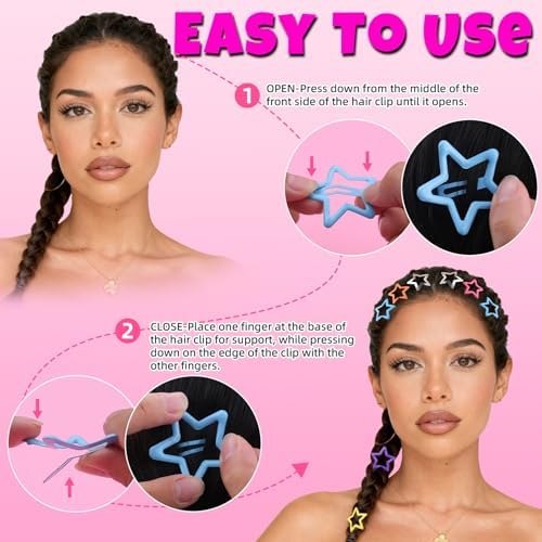 50PCS Colorful & Silver Star Hair Clips,1.18 Inch Y2K Star Hair Accessories - Image 5