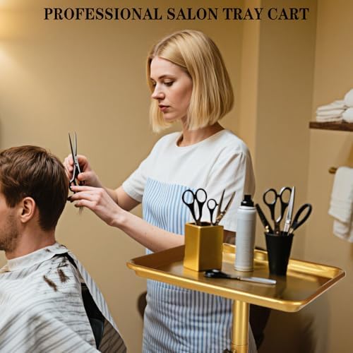 Salon Tray, Gold Salon Rolling Tray, Salon Tray Cart on Wheels - Image 6