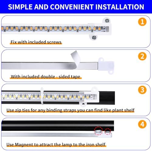 Hywyimlait 13 Inches Strip Growing Lamp for Indoor Plants, 3500K Full Spectrum LED Grow Light Strips with Auto ON/Off, 3/9/12H Timer & 10 Dimmable Levels for Green House Succulent (2 Head×3 Pack) - Image 4