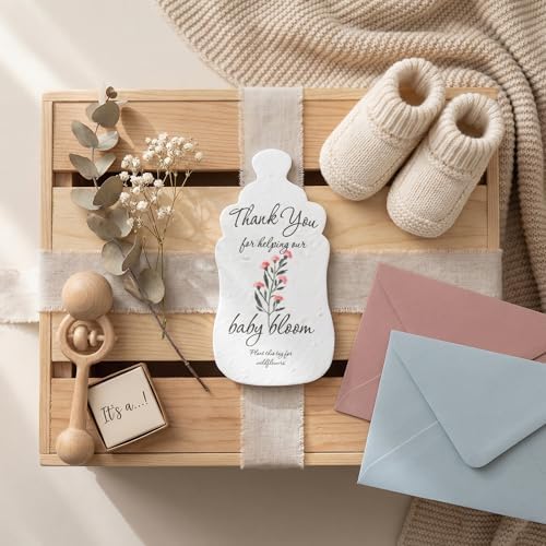 15 Pink Baby Bottle-Shaped Gift Wrap Tags with Wildflower Seeds - Image 5