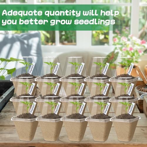 Aulock 36 Sets Plant Nursery Pots with Humidity Dome - 3in Seed Starting Pots, Square Peat Pots with 100 Labels for Garden Flowers Herbs Vegetables Seedlings - Image 4