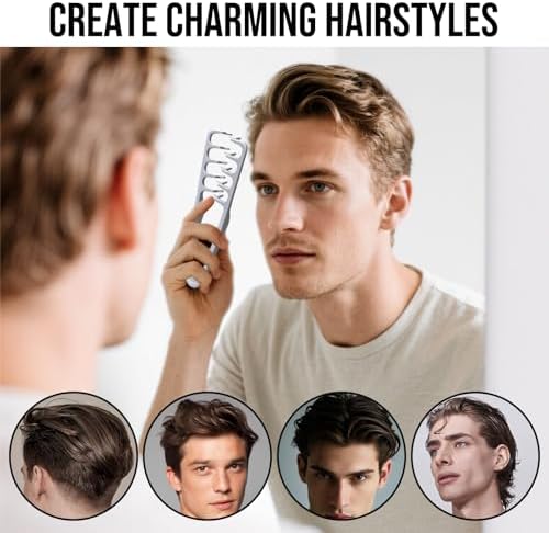 Texture Comb, Volumizing Fluffy Texture Styling Comb for Men and Women, Wide-Tooth Texturizing Styling Tool for Volume & Fringe Parting, Grey & Grey (2pcs) - Image 4