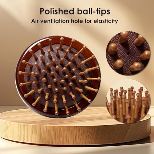 Wooden Scalp Massager for Hair Growth, Easy-Grip Handheld Brush for Dandruff Removal & Stress Relief, Anti-Static Portable Hairbrush with Gift Box, Travel & Home Use, Pet Friendly - Image 4