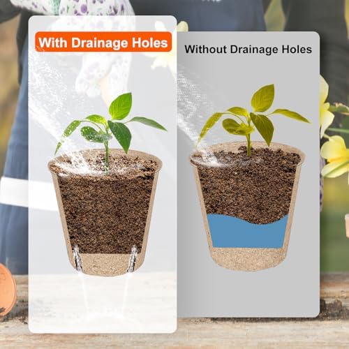 JNYONG 60 Packs 3.15 Inch Peat Pots,Garden Germination Nursery Pots - Image 4
