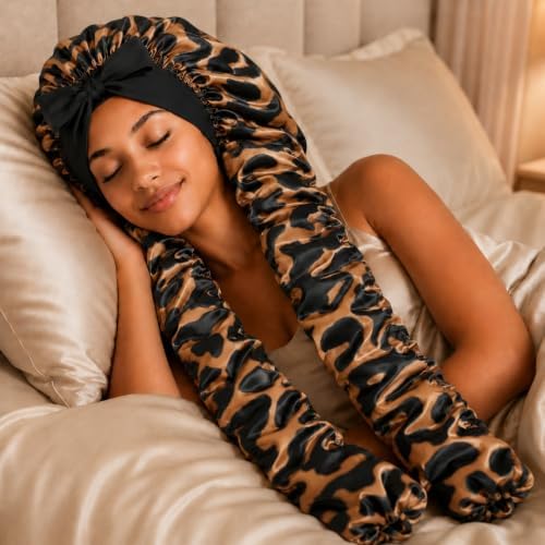 Double Layer Slik Like Satin Bonnet, 33-43" XXL Bonnet for Braids Long Hair - Image 5