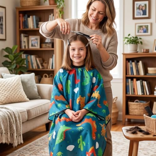 FEBSNOW Kids Barber Cape with Sleeves, Hair Cutting Cape for Boys and Girls - Image 7