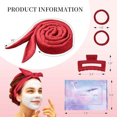 Heatless Curling Rod Headband, 60 Inch Extra Long, Red - Image 6