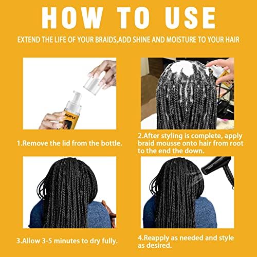 Braid Foam Control Braid Mousse for Braids Twist, Locs, No Flake Extra Hold High Shine Style and Moisturizes, Hair Braiding Mousse for Braids Lightweight Easy to Apply 8fl oz - Image 6