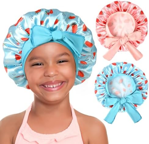 YANIBEST 2 PCS Soft Satin Bonnet, Overnight Protection, Kids Toddler Baby by yanibest