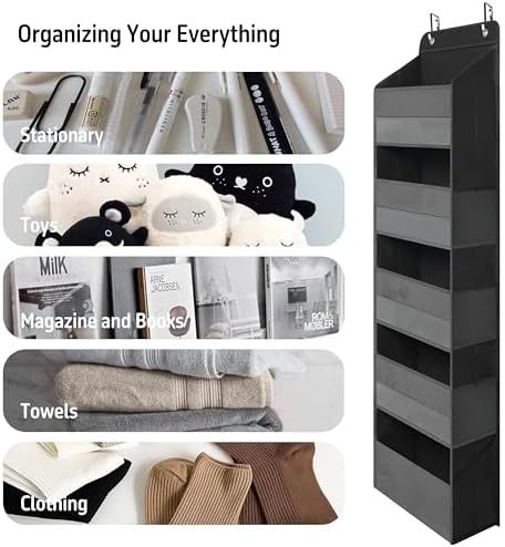 TYMENSH Over the Door Organizer for Bedroom Bathroom Pantry, 5 Shelf Black - Image 5