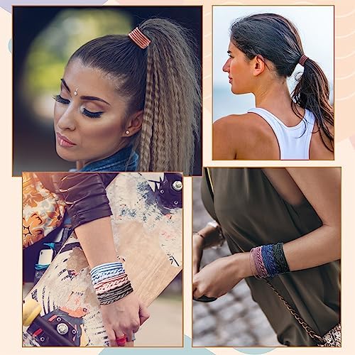 KANPRINCESS Boho Hair Ties Set, 24 Pcs Hair Tie Bracelet for Girls and Women, Soft Nylon Cotton Hair Ties, Hair Bands for Ponytails, Daily Life, Sport, Cooking, Working - Image 5