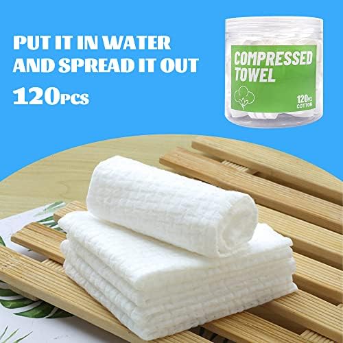 120 Pcs Mini Compressed Towels, Disposable Face Compressed Towel, Compressed Cotton Hand Wipe, Camping Towel, Portable Compressed Coin Tissue for Travel/Home/Outdoor Activities (Pack of 2) - Image 2