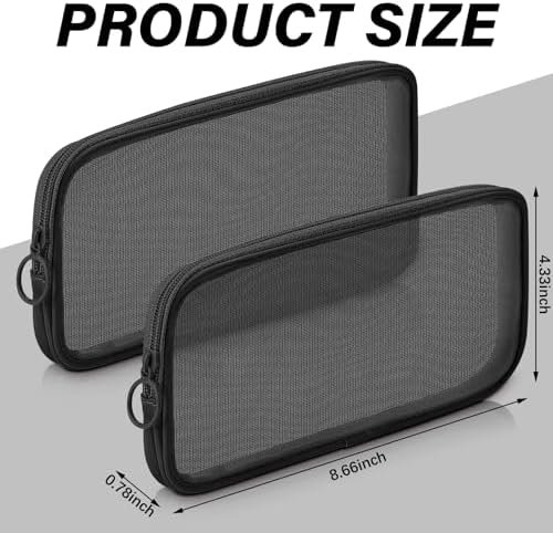 Weewooday 4Pcs Mesh Makeup Bag, Black, Medium, Classic - Image 2