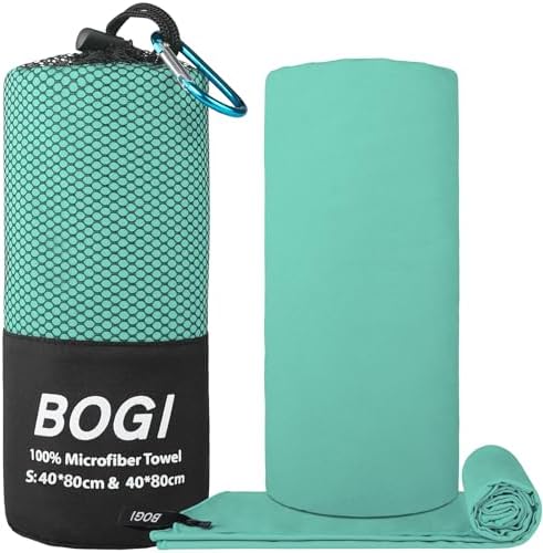 BOGI Microfiber Travel Sports Towel-Quick Dry Travel Towel,Soft Lightweight Absorbent Compact Sports Towel for Camping Gym Beach Bath Yoga Swimming Backpacking (S:16''x32'',2Pcs-Mint) - Image 2