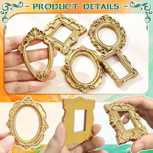 20 Pcs Mini Gold Vintage Picture Frames for DIY Wall Hanging,Craft Decor - Image 3