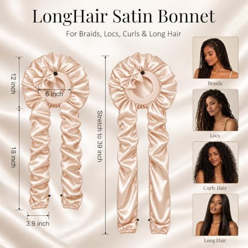 Bonnet for Braids Long Hair Double Layer Silk Satin Bonnet Bounce Curl Caps Women Sleeping Samurai Wrap Hair Hose Cap 2 in 1 - Image 5