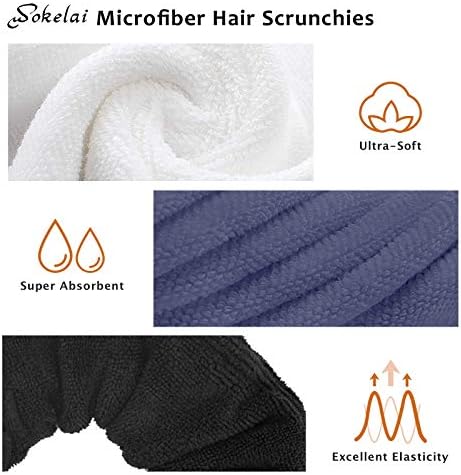 Hair Drying Towel Scrunchies - Terry Cloth Scrunchie Large Microfiber Hair Ties for Frizz Free Women Girls Thick Fuzzy Scrunchy Bobbles Hair Bands Ropes Ponytail Holder Wet Hair Accessories - Image 3