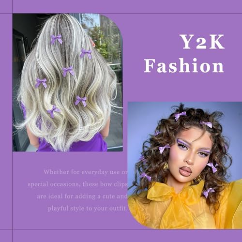 Bow Hair Clips Purple Ribbon Hair Bows Satin Mini Bowknot Y2K Hair Barrettes Cute Hair Accessories for Girls - Image 2
