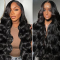 ALHER Small Cap Lace Front Wigs Human Hair Pre Plucked Body Wave, 13X4 HD Transparent Lace Frontal Wigs With Baby Hair 150% Density, Small Cap Size 21-21.5 Natural Black Wavy Wig for Black Women 16 IN by ALHERHumanHairWigsBundles