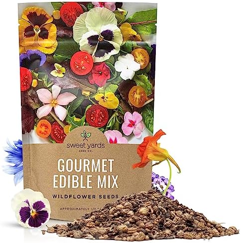 Wildflower Seeds Edible Flowers Mix - Bulk 1/4 Pound Bag Over 30,000 Open Pollinated Annual and Perennial Seeds by SweetYards