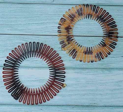 4 Pcs Circular Stretch Comb Plastic Circle Headband (Round-Multi Color) - Image 6