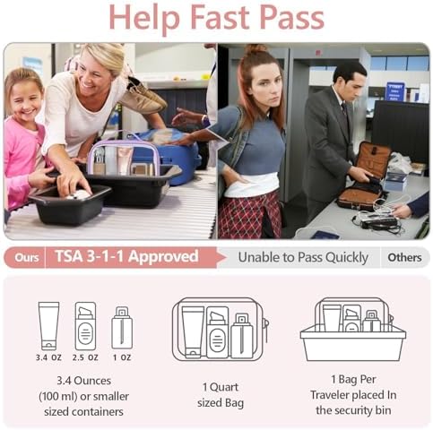 PACKISM Clear Makeup Bag Travel - TSA Approved Toiletry Bag, 3 Pack Purple - Image 3