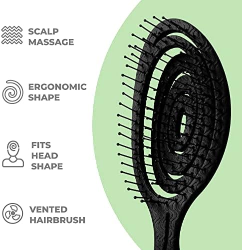 Ninabella Detangler Brush - No Tangle Hair Brush for Women, Fine, Thick and Long Hair - Hairbrush for Wet and Dry Hair, Gentle on the Scalp - Elegant Black - Image 3