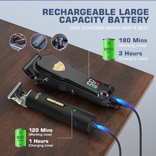 GTSPro Hair Clippers for Men, Clippers and Trimmers Set, Barber Clippers, Electric Hair Trimmer with Box, Gifts for Men Black - Image 4