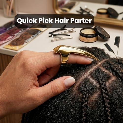 My Hair Tools Hair Parting & Sectioning Ring – Stainless Steel Finger Braiding Pick Tool for Dreadlocks, Wigs, Weaves, Hair Extensions – Quick Install Styling Tool for Salon & Home Use (Gold) - Image 6