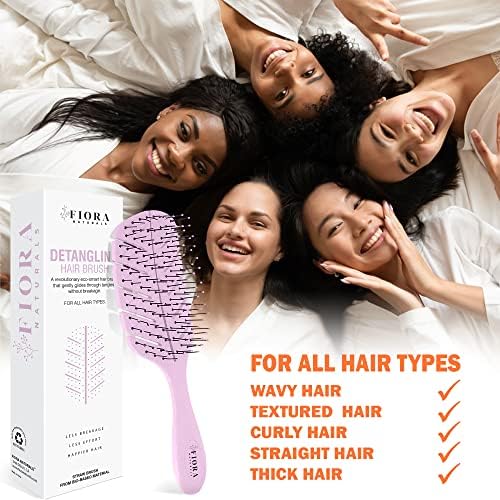 Fiora Naturals Detangler Brush for Wet and Dry Hair, Soft Detangling Brush - Image 5